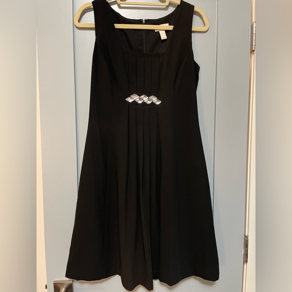Ann Taylor LOFT Black Empire Waist Dress with Jewel Detail